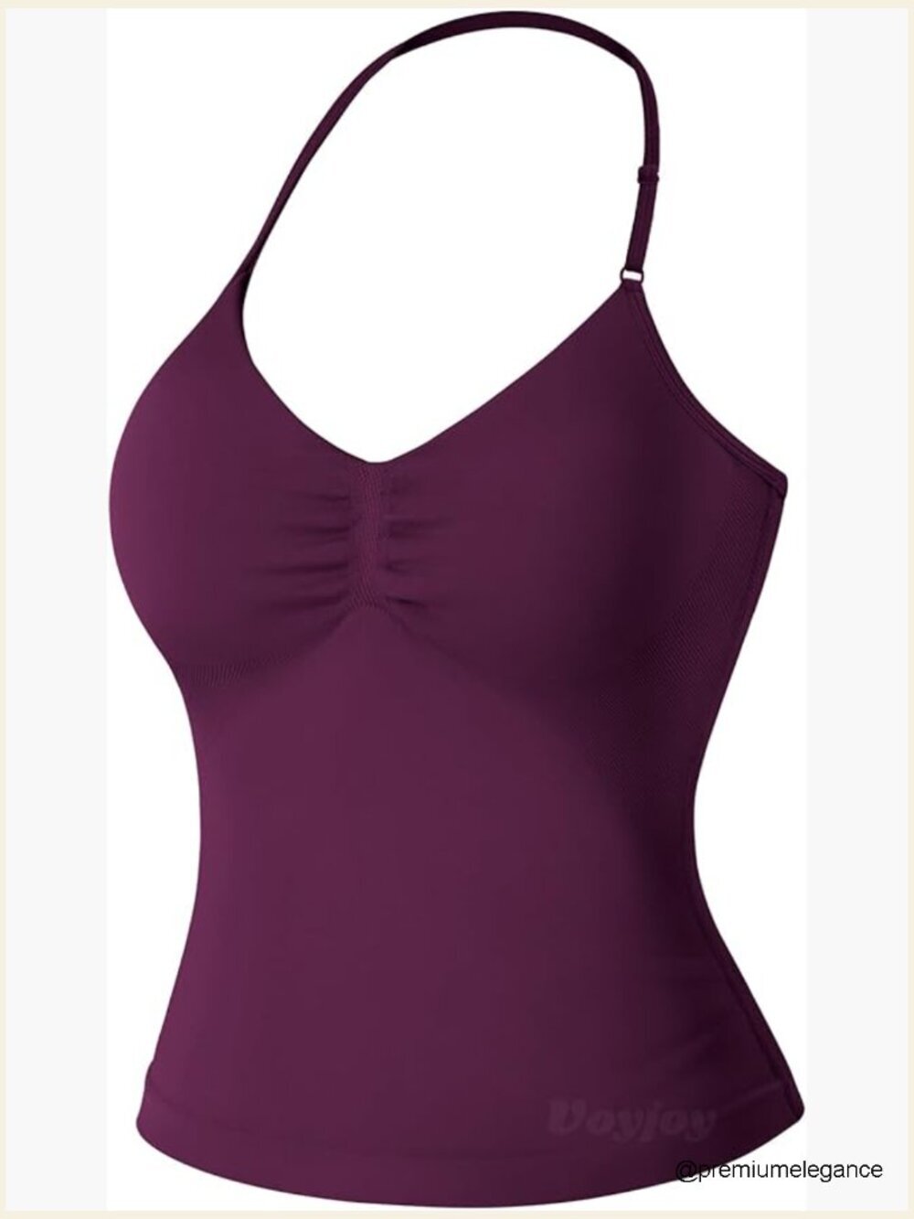 Longline Strappy Top Workout Tank Camisole Sports Bra Adjustable Straps V-Neck